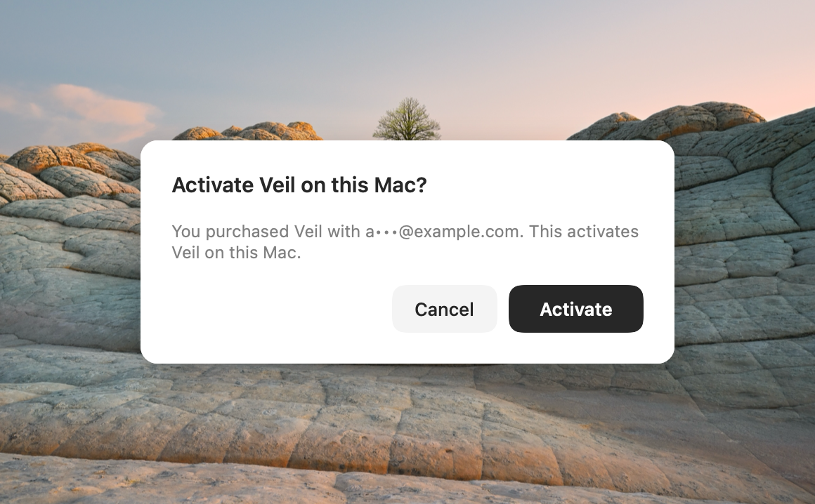 Activate this license confirmation sheet