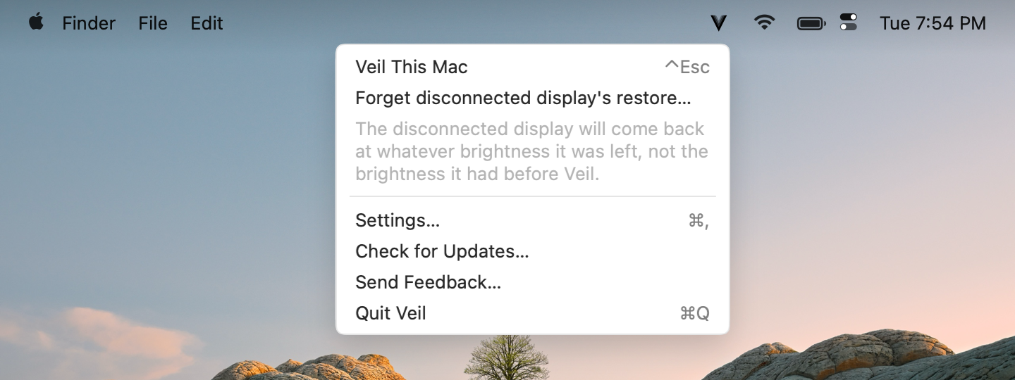 Veil menu when displays are pending or absent