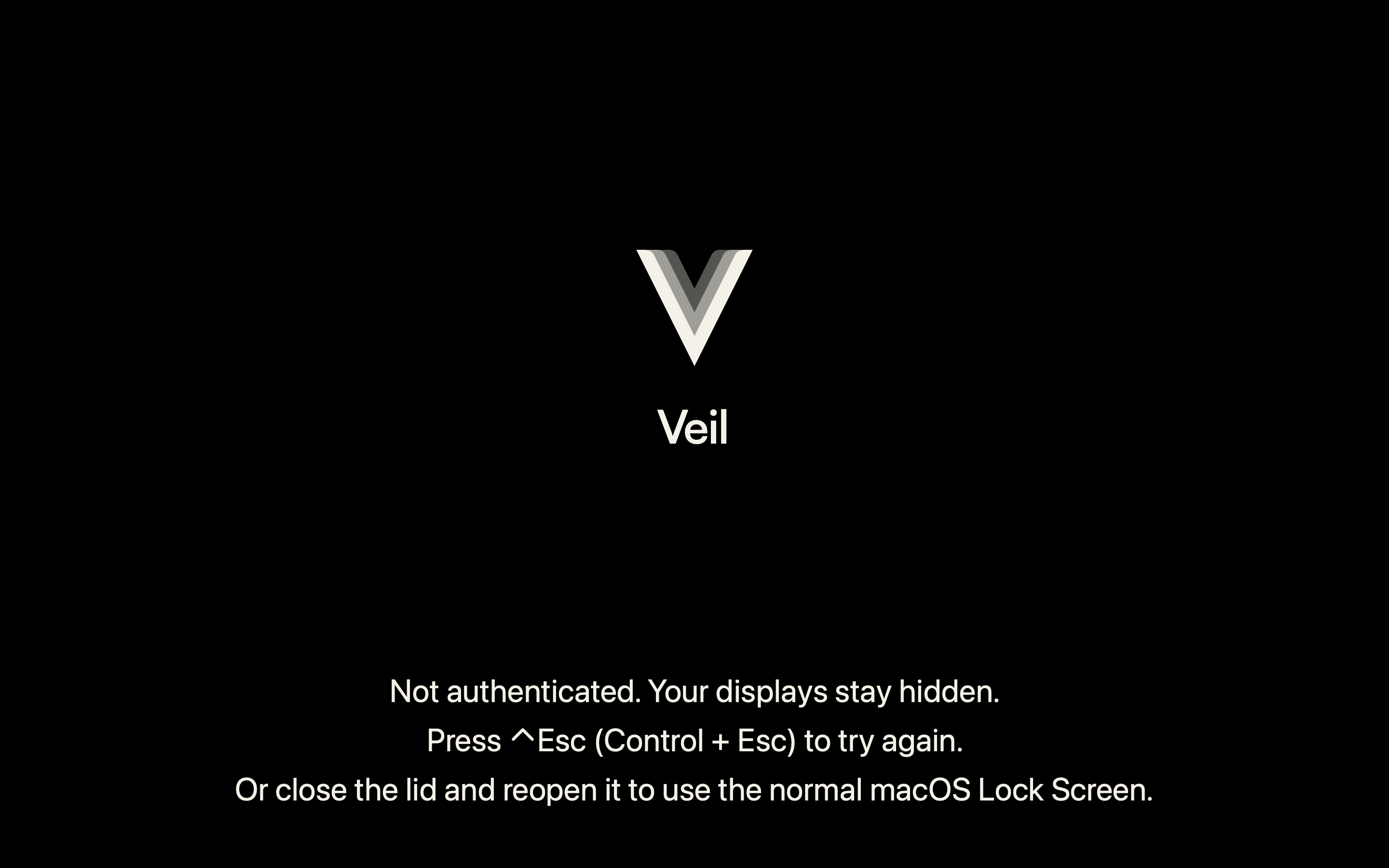 Recovery screen after authentication was denied