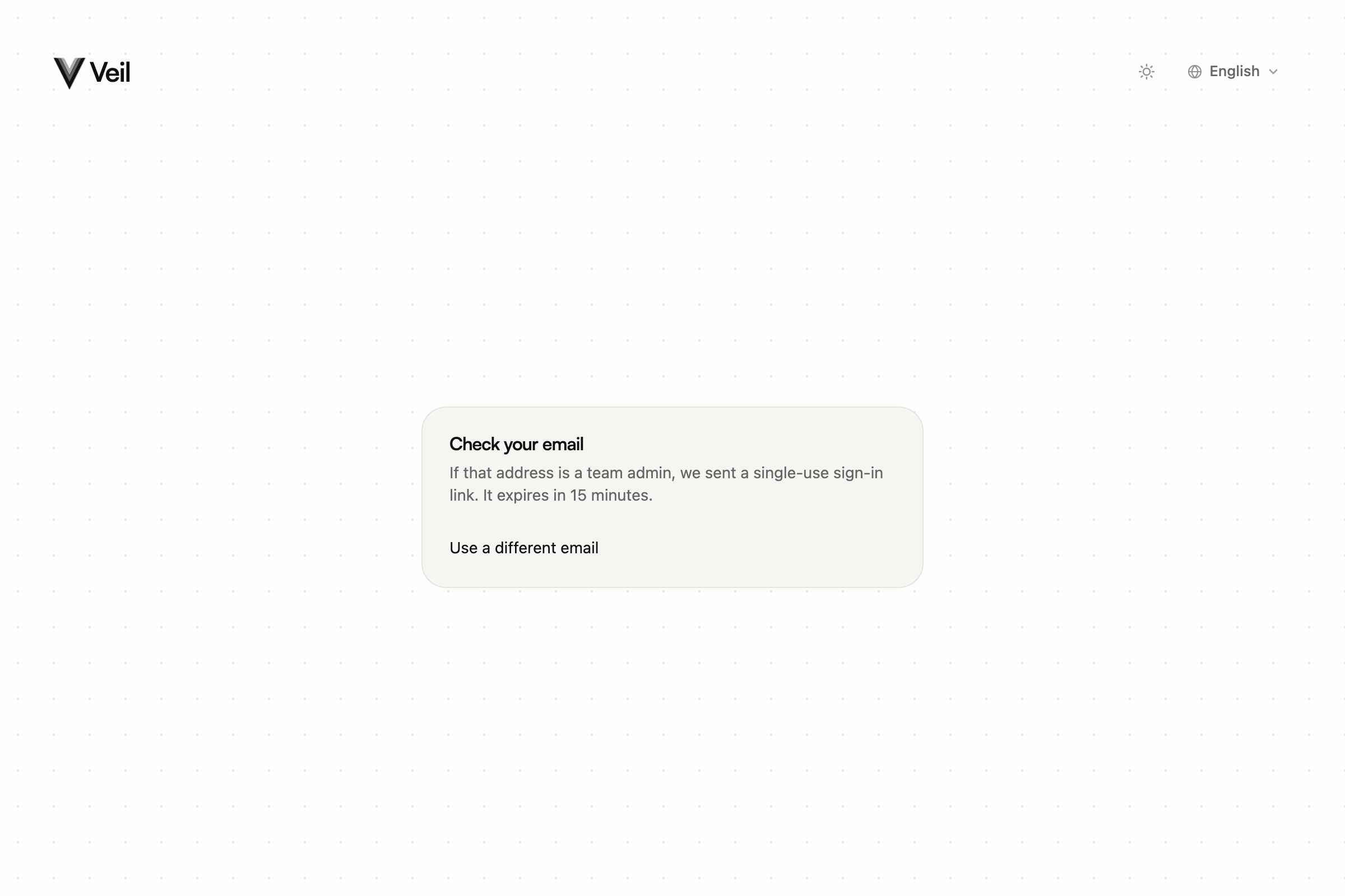 Team portal page confirming a sign-in link was sent